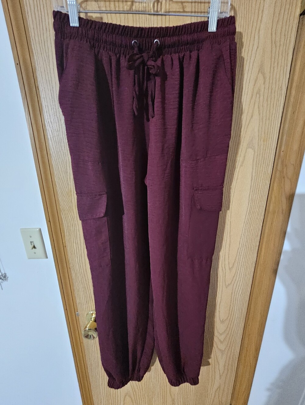 Maurices Women's Drawstring Cargo Joggers in Burgundy